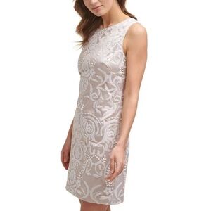 Vince Camuto Women’s Beige Embroidered Lace Lined Evening Dress Size 6